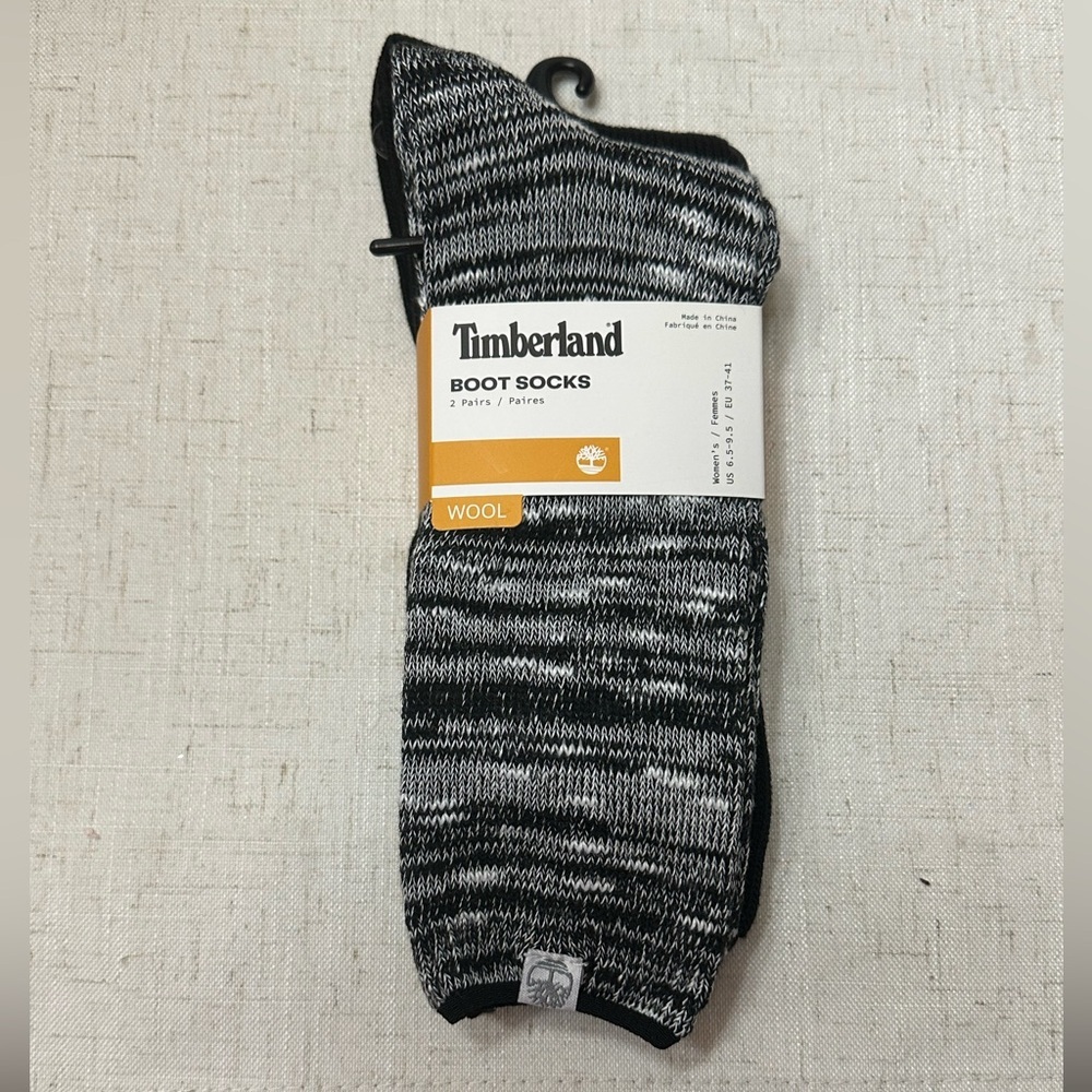 Timberland Black and White Wool Boot Socks